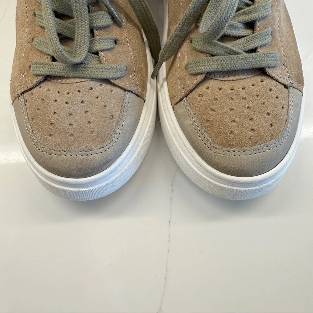 Miz Mooz Women's Tristian Tan & Green Leather Lace-Up Sneakers Size 8.5 Casual